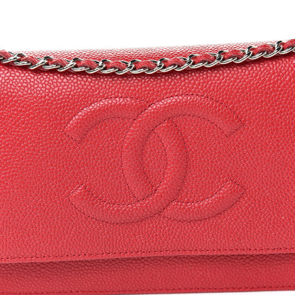 Chanel Caviar Timeless CC Wallet On Chain WOC Red 11 of 12