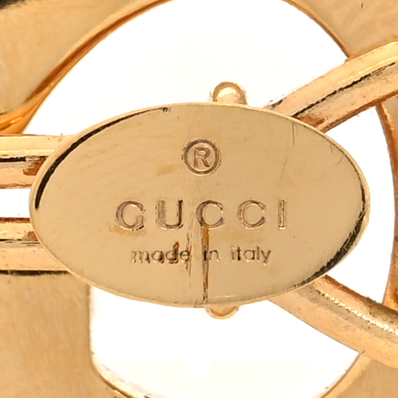 Metal Crystal Logo Hair Barrette Gold