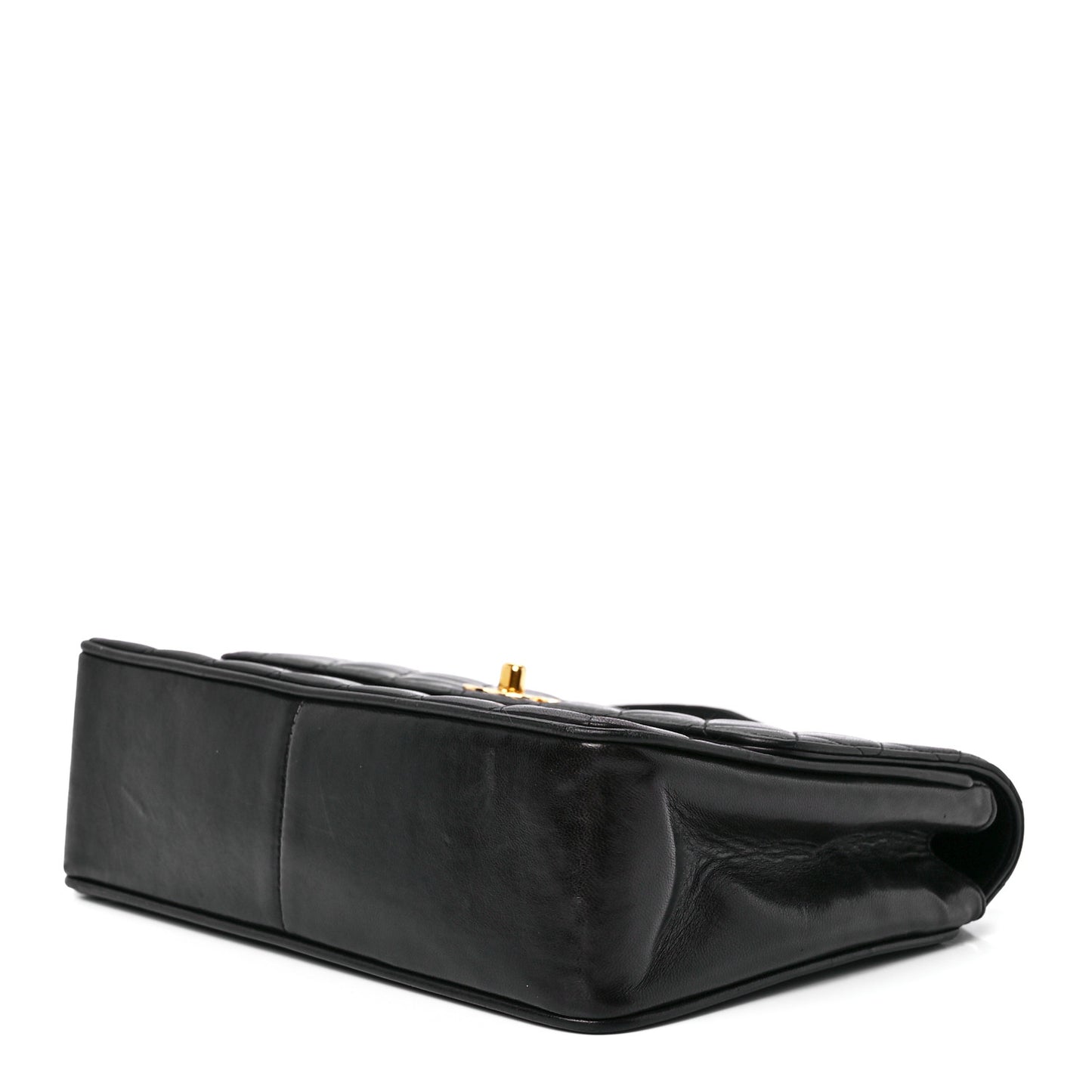 Lambskin Quilted Single Flap Shoulder Bag Black