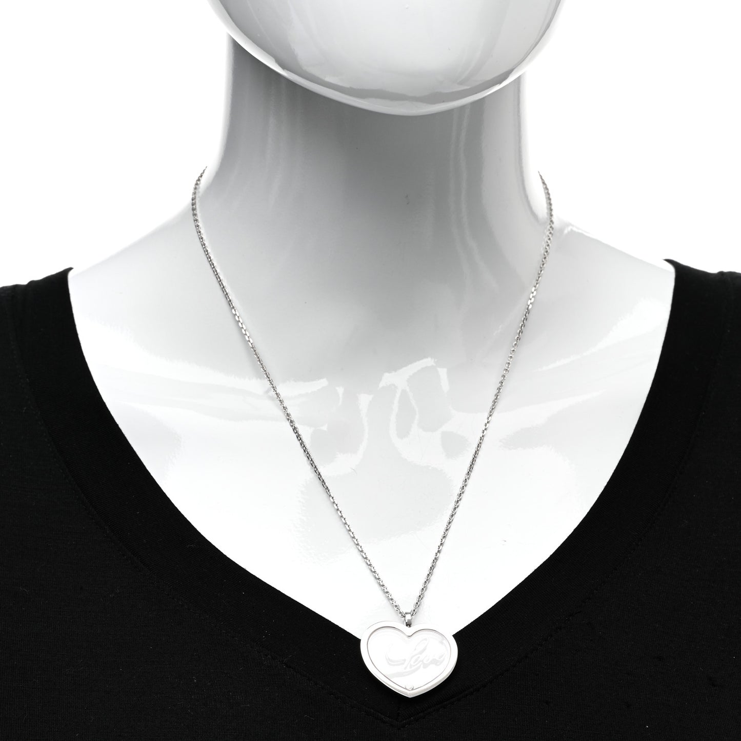 18K White Gold Diamond Happy Diamonds Love Pendant Necklace