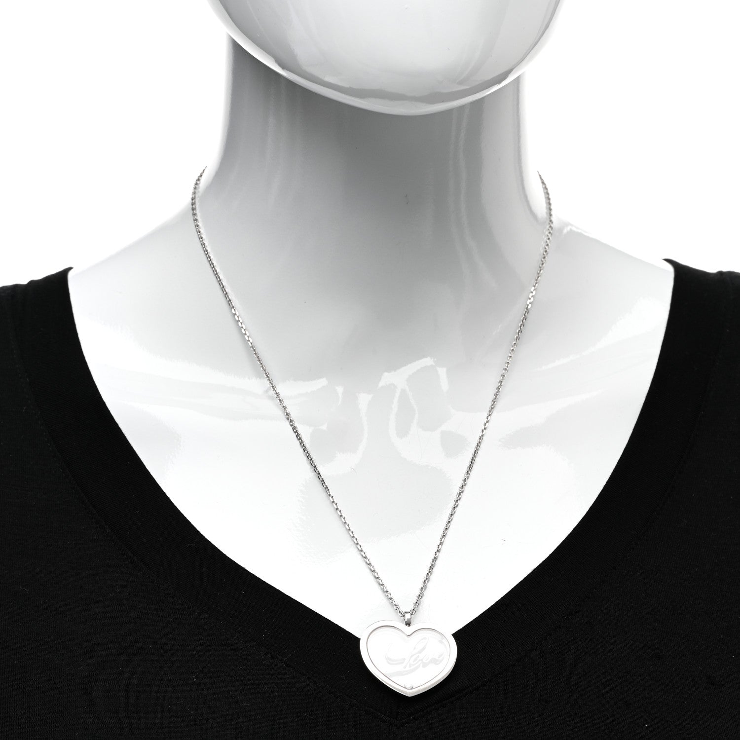 Chopard 18K White Gold Diamond Happy Diamonds Love Pendant Necklace 2 of 4