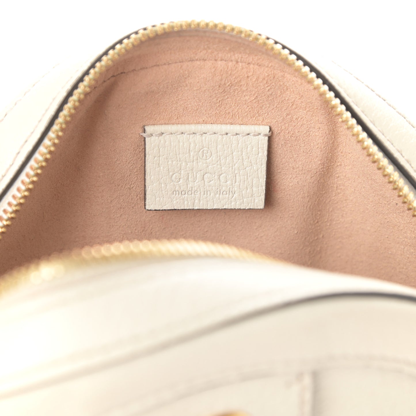 Textured Calfskin Web Mini Ophidia Round Shoulder Bag Mystic White