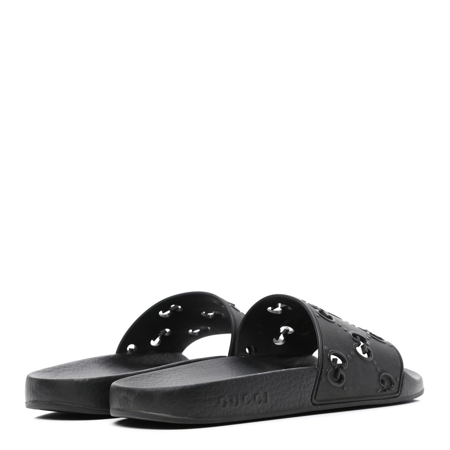 Gucci Rubber GG Monogram Perforated Womens Slide Sandals 40 Black 5 of 7