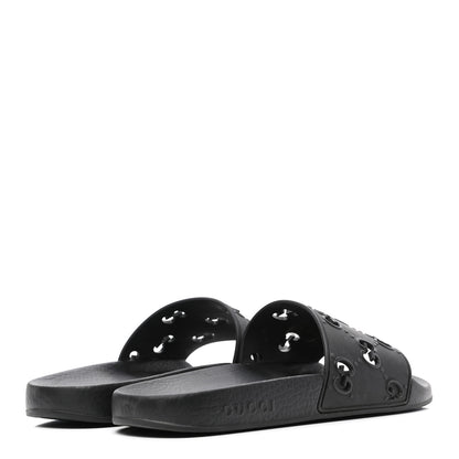 Gucci Rubber GG Monogram Perforated Womens Slide Sandals 40 Black 5 of 7