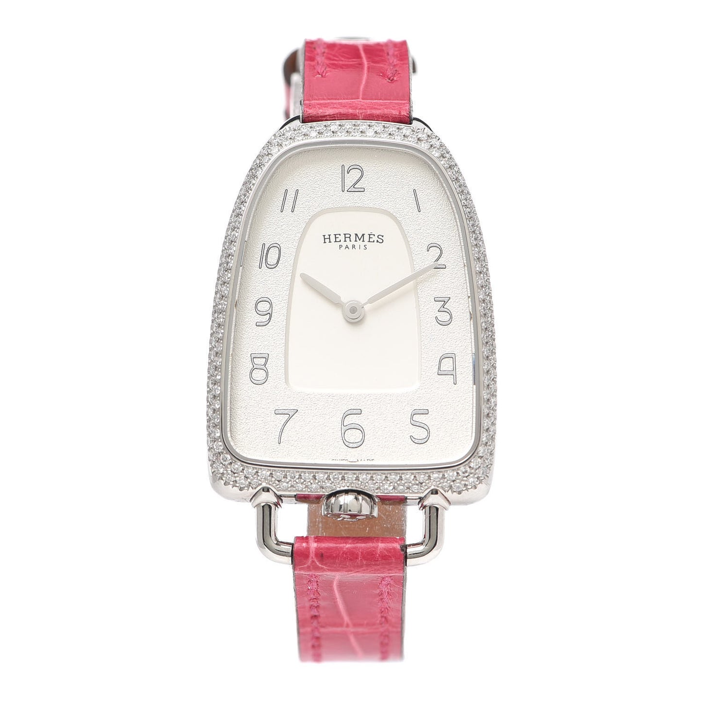 Stainless Steel Alligator Diamond Bezel 26mm Galop Quartz Watch Framboise