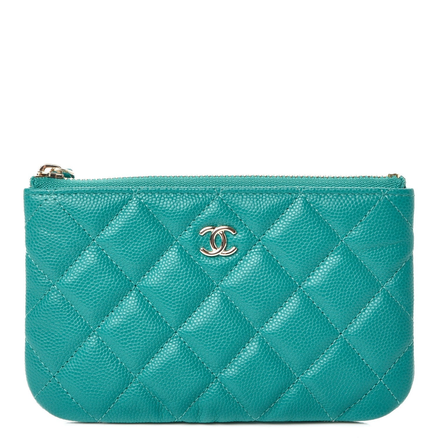 Chanel Caviar Quilted Small Cosmetic Case Turquoise 1 of 8