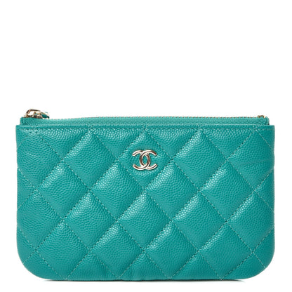 Chanel Caviar Quilted Small Cosmetic Case Turquoise 1 of 8