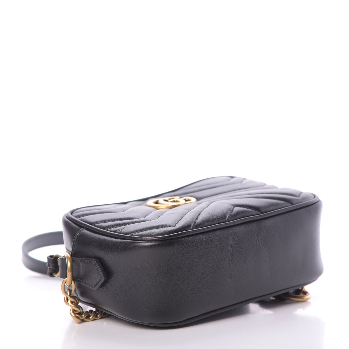 Calfskin Matelasse Mini GG Marmont Chain Shoulder Bag Black