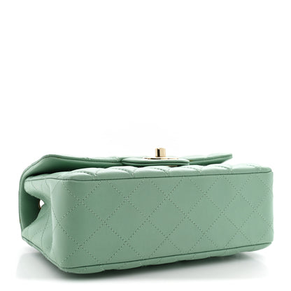 Chanel Lambskin Quilted Mini Rectangular Flap Light Green 4 of 13