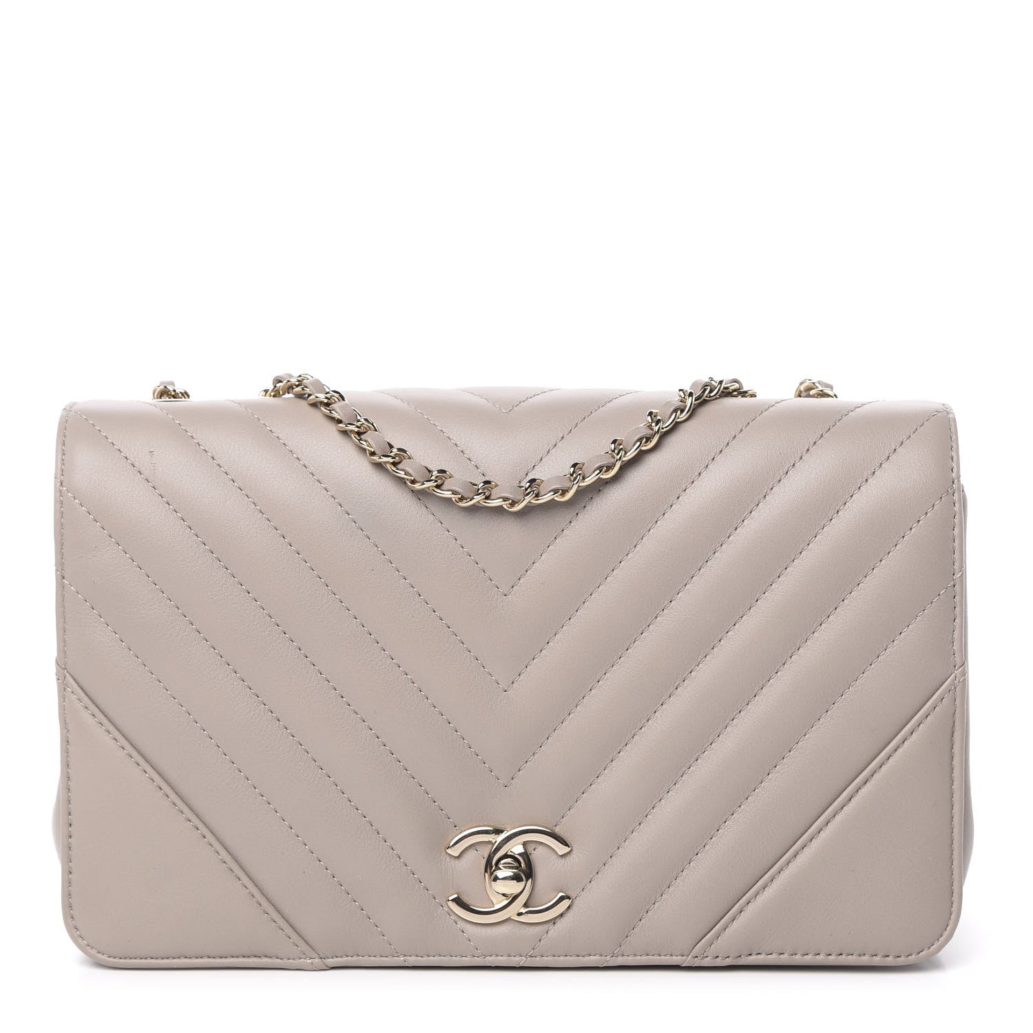 Chanel Calfskin Chevron Quilted Small Statement Flap Grey 1 of 11
