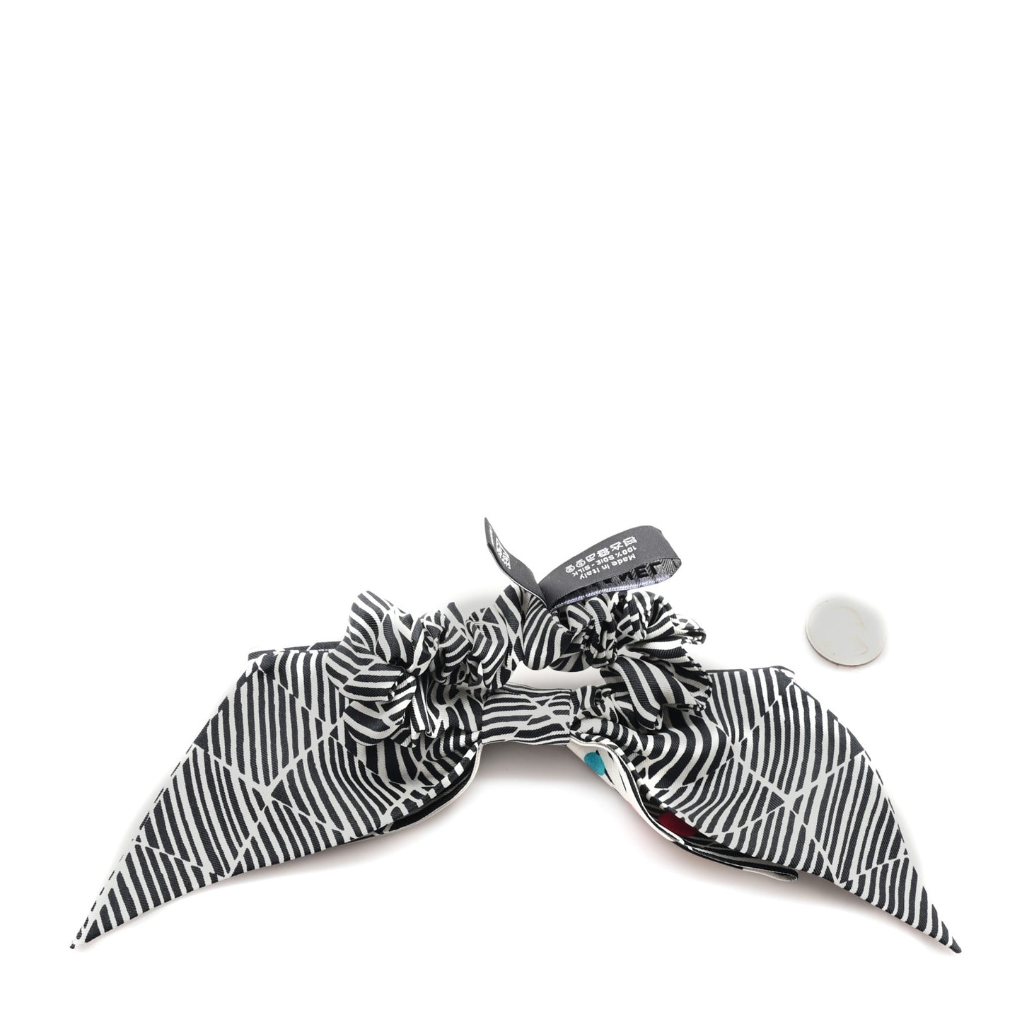 Silk CC Bow Hair Tie Black White Multicolor
