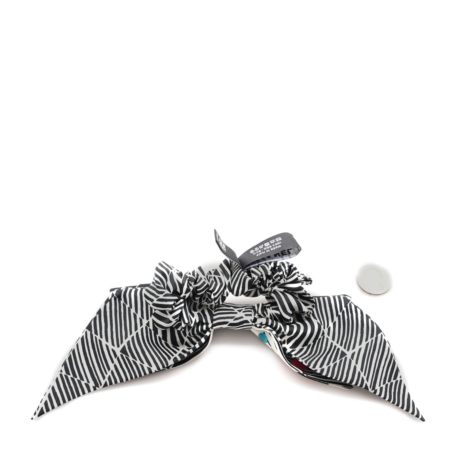 Chanel Silk CC Bow Hair Tie Black White Multicolor 2 of 3