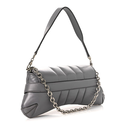 Gucci Nappa Vertical Matelasse Medium Maxi Horsebit Chain Shoulder Bag Grey 3 of 11