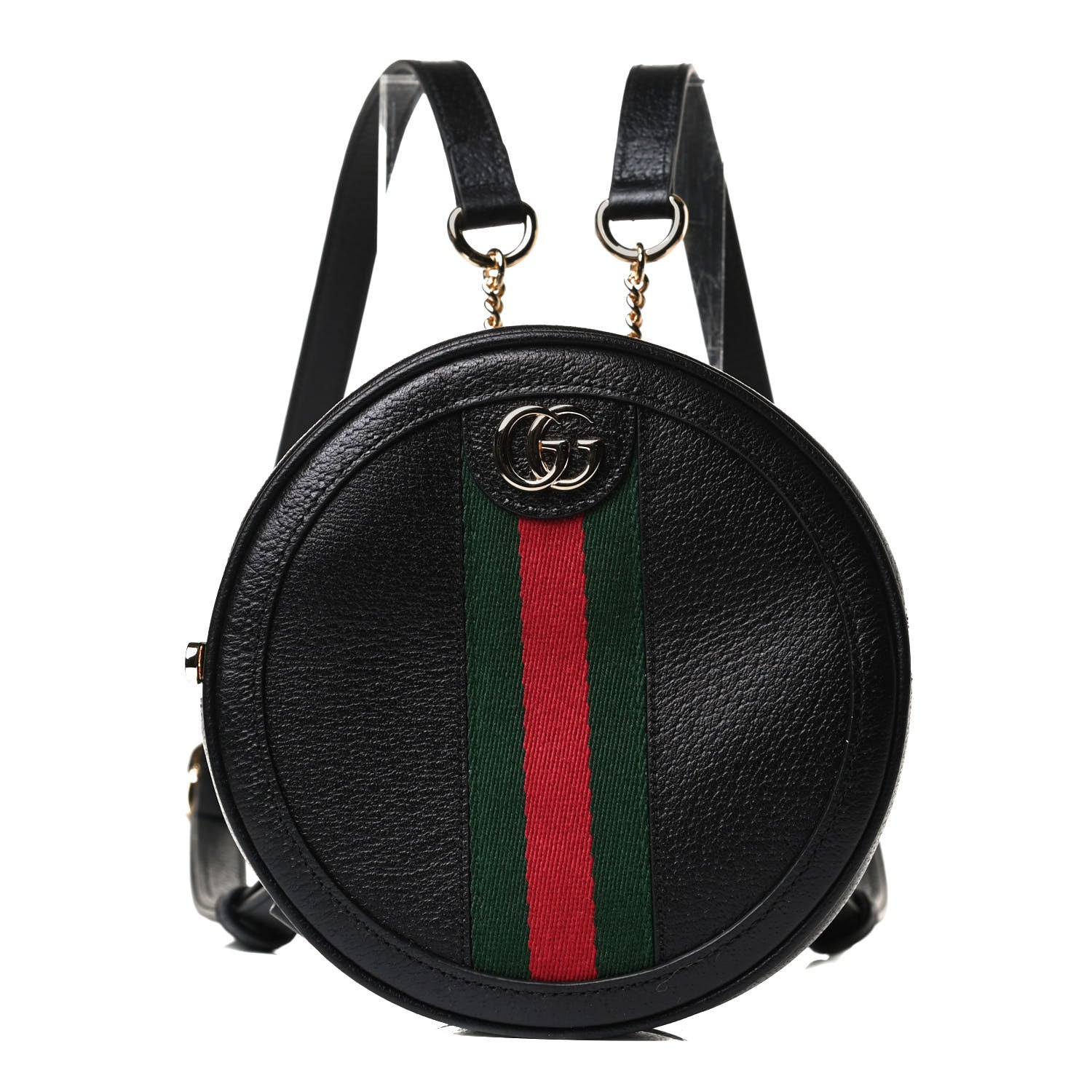 Gucci Grained Calfskin Web Mini Ophidia Round Backpack Black 1 of 10