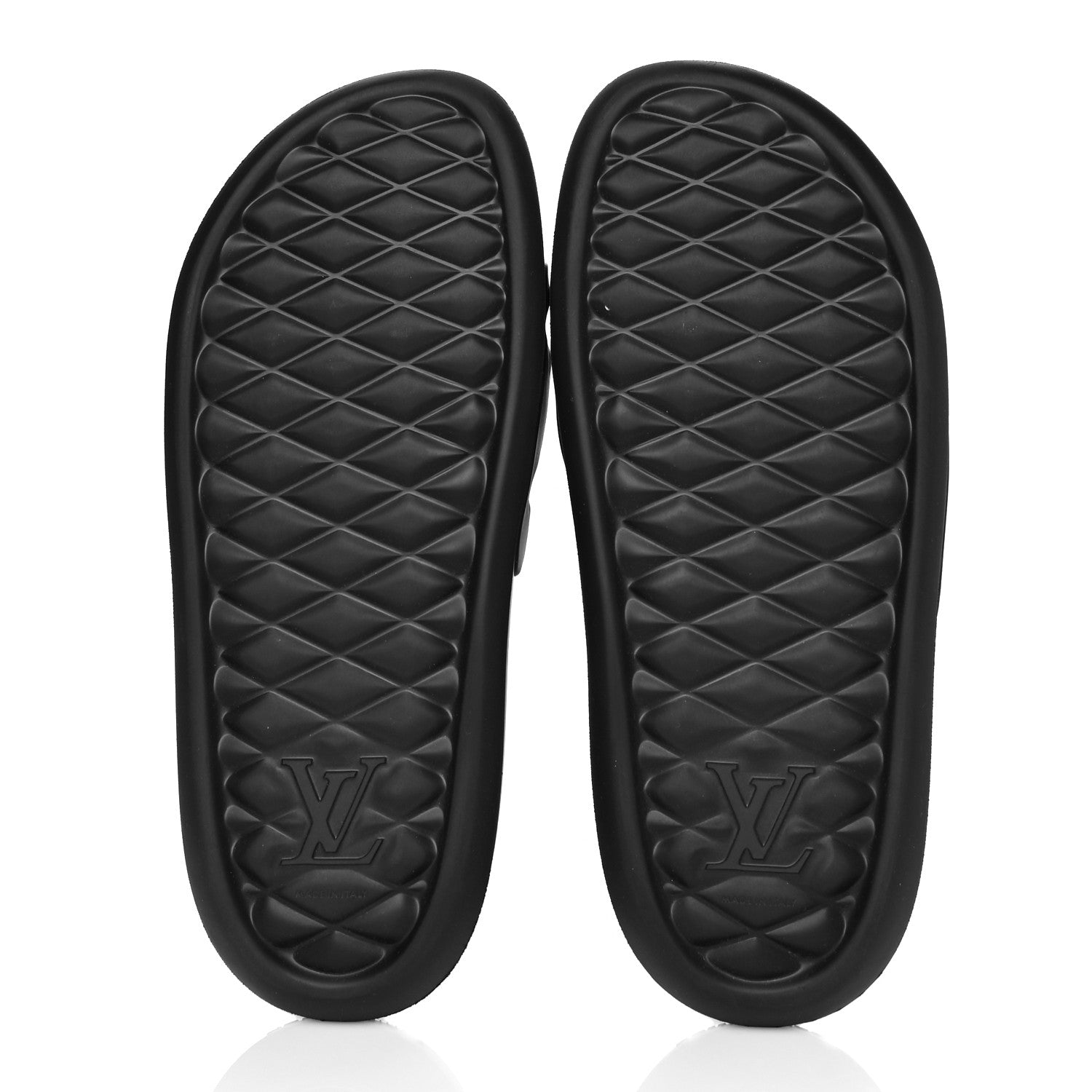 Louis Vuitton Rubber Embossed Monogram Mens Waterfront Mules 10 Black 5 of 7