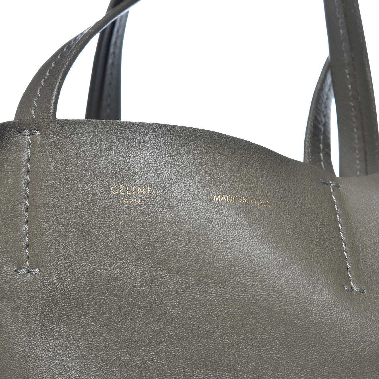 Celine Lambskin Vertical Bi-Cabas Grey Green 7 of 13