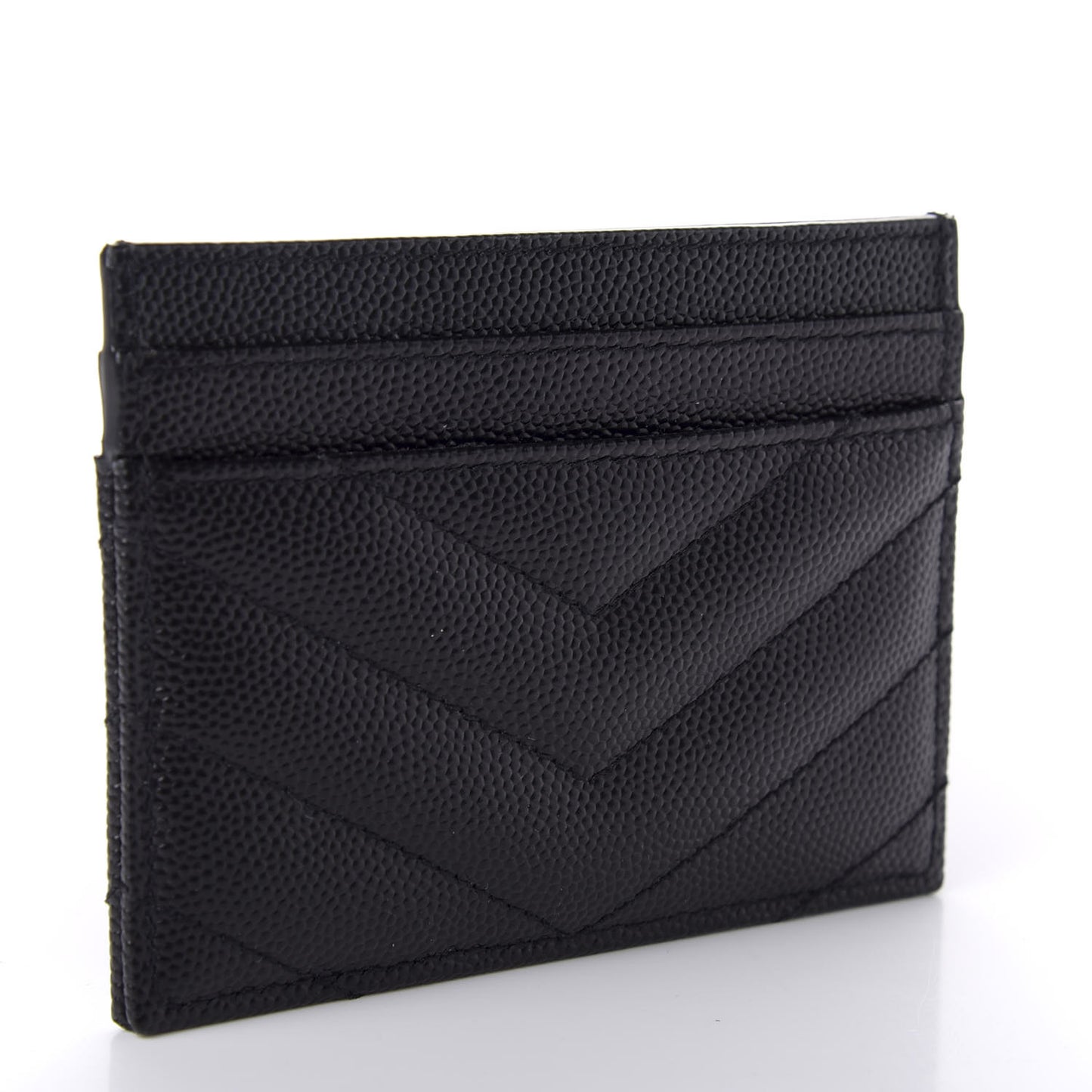 Grain De Poudre Matelasse Chevron Monogram Credit Card Case Black