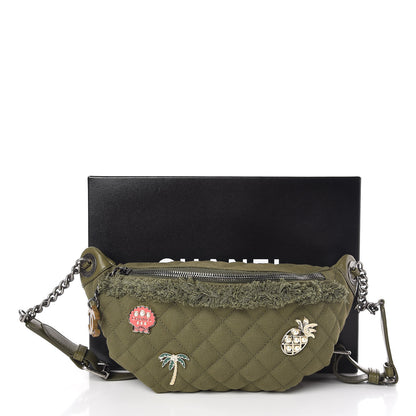 Chanel Canvas Lambskin Quilted Coco Cuba Charms Waist Bag Khaki 11 of 11