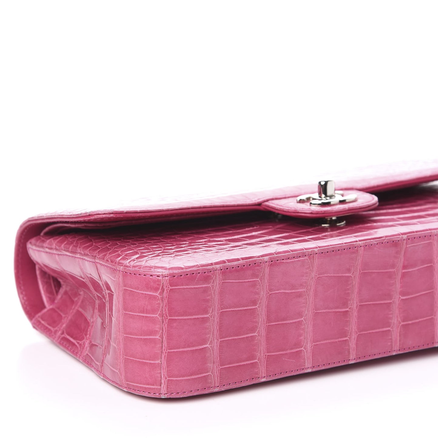 Alligator Medium Double Flap Pink