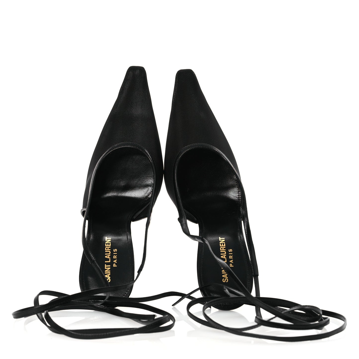Tulle Mesh Lambskin Oxails 110 Ankle Tie Pumps 40 Black