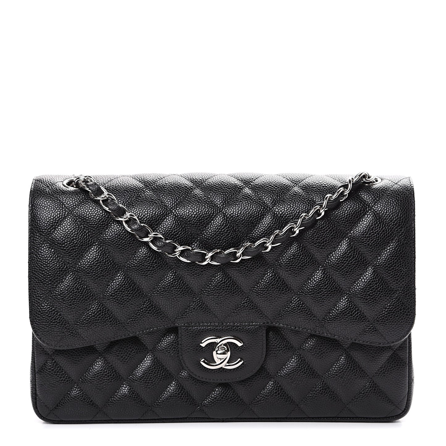 Caviar Quilted Jumbo Double Flap Black