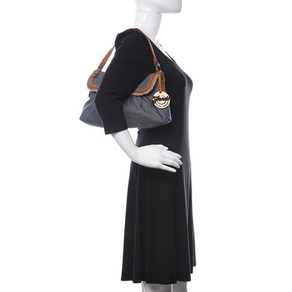 Fendi Denim Small Chef Shoulder Bag Blue 2 of 9