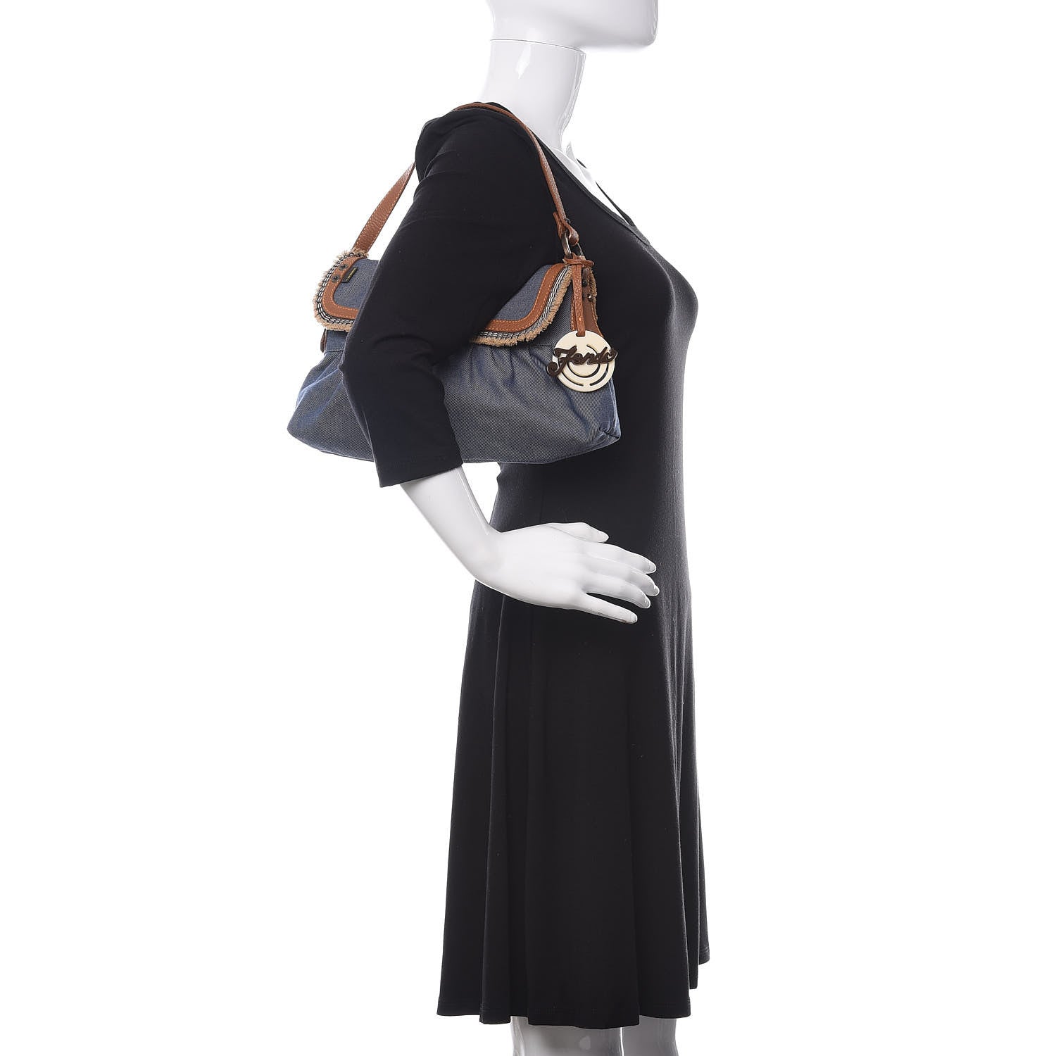 Fendi Denim Small Chef Shoulder Bag Blue 2 of 9