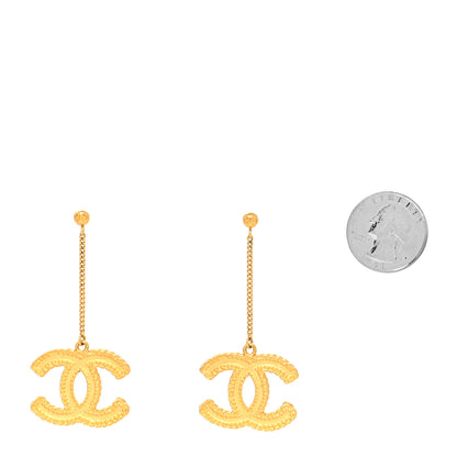 Chanel CC Drop Earrings Matte Gold 2 of 4