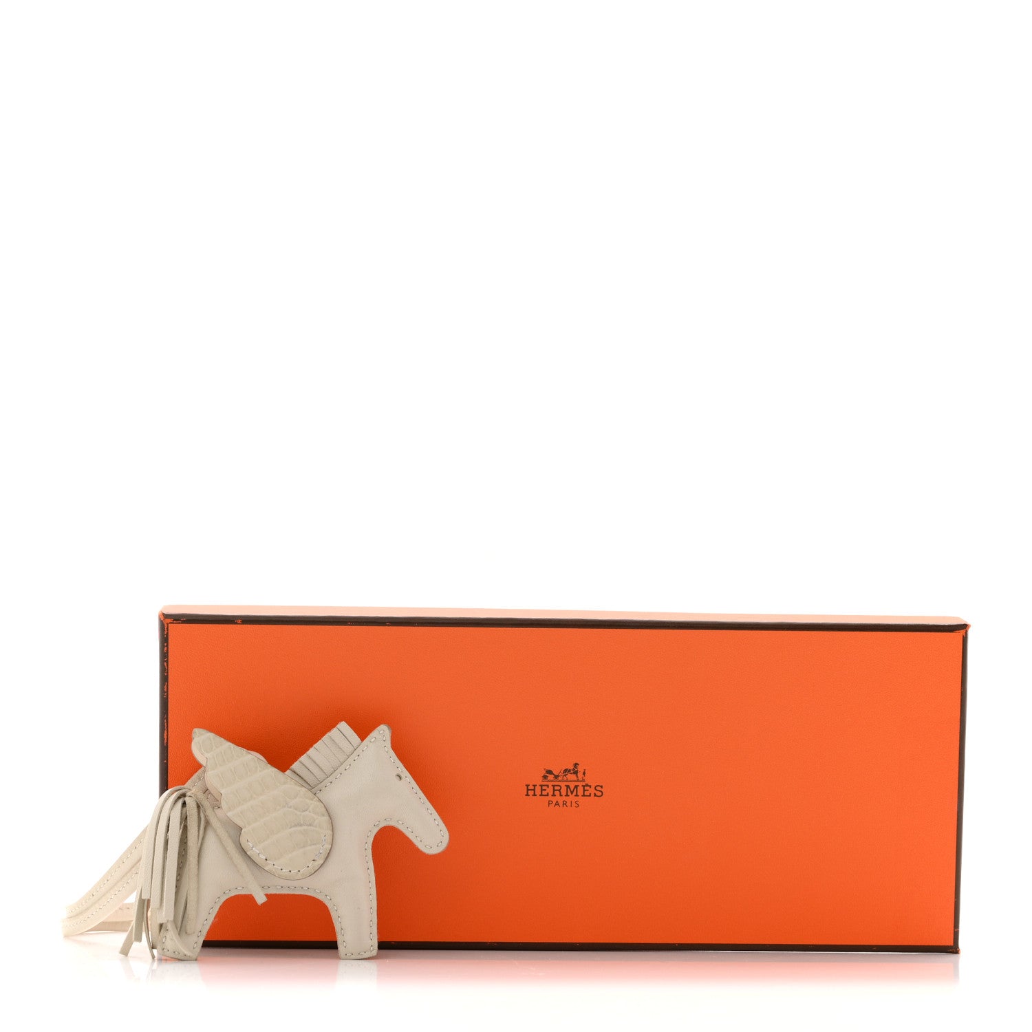 Hermes Milo Lambskin Matte Alligator Touch Grigri Rodeo Pegase Horse Bag Charm PM Craie Nata Beton 7 of 7