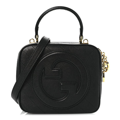 Gucci Sakai Be Green Calfskin Diagonal Stitched Blondie Top Handle Bag Black 1 of 10