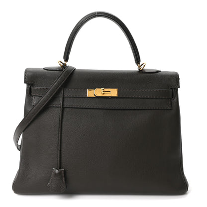 Hermes Vache Liegee Kelly Retourne 35 Vert Bronze 1 of 10