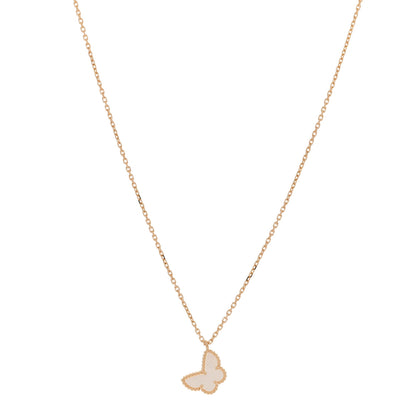 Van Cleef & Arpels 18K Yellow Gold Mother of Pearl Sweet Alhambra Butterfly Pendant Necklace 1 of 5
