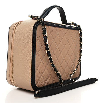 Chanel Caviar Quilted Large CC Filigree Vanity Case Beige Black 4 of 12