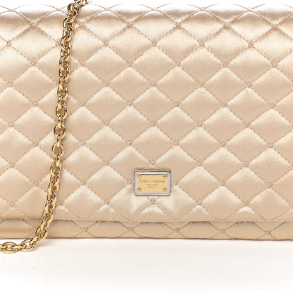 Dolce & Gabbana Satin Quilted Chain Clutch Light Gold 9 of 9