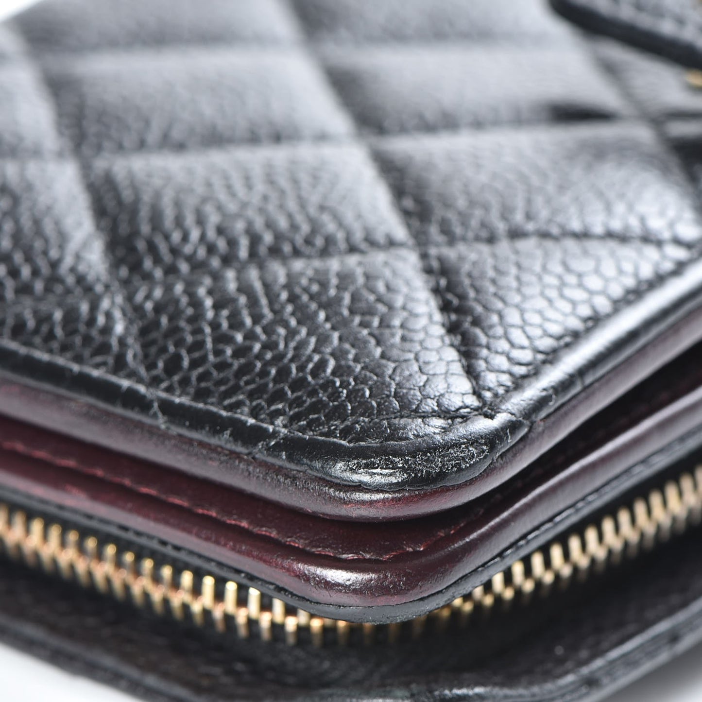 Caviar Quilted Zipped Pocket Wallet Black