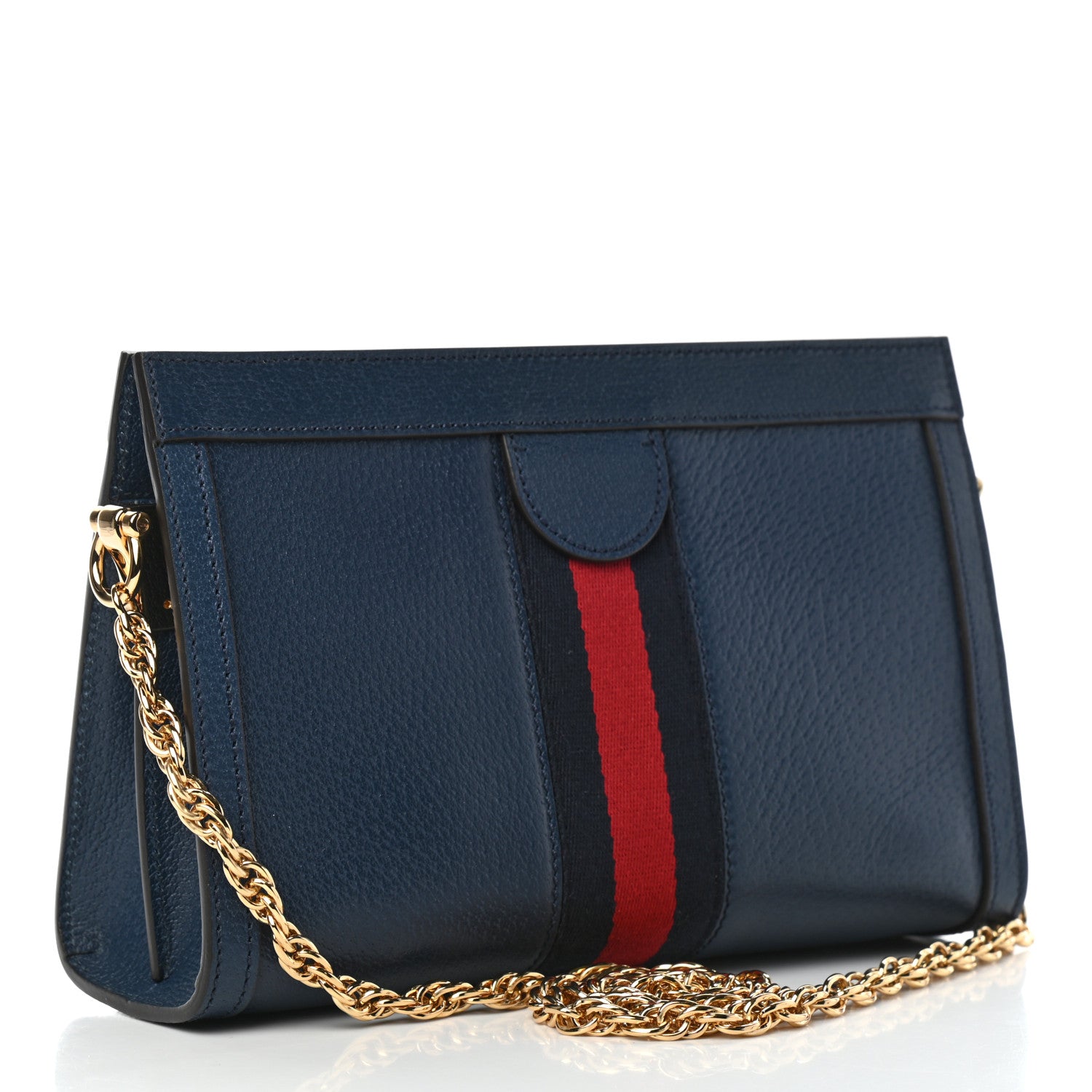 Gucci Textured Calfskin Web Small Ophidia Chain Shoulder Bag Blue Agata 2 of 5
