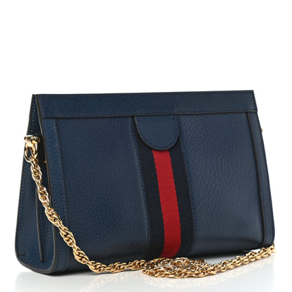 Gucci Textured Calfskin Web Small Ophidia Chain Shoulder Bag Blue Agata 2 of 5
