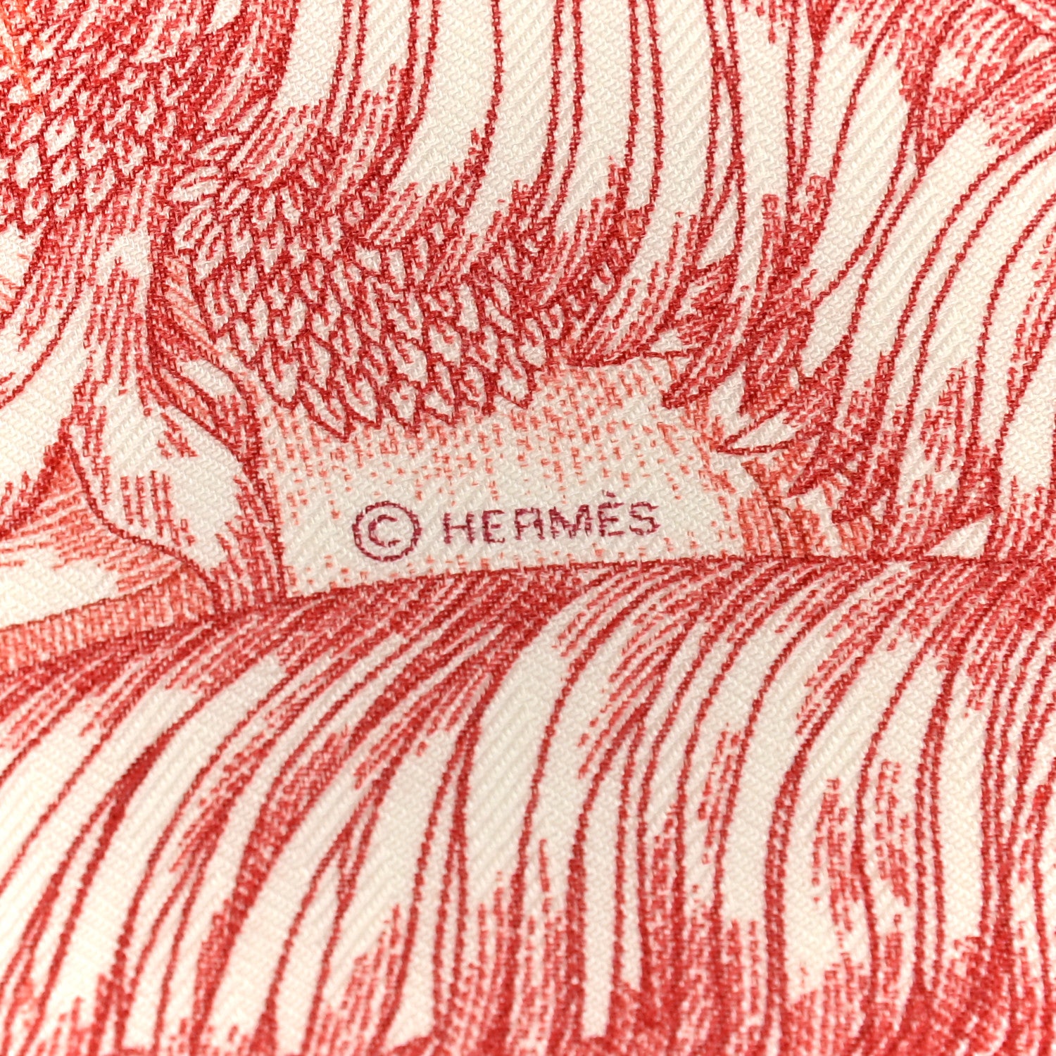 Hermes Cashmere Silk Faubourg Tropical Shawl 140 White Rouge Corail 6 of 6