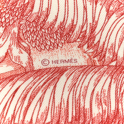 Hermes Cashmere Silk Faubourg Tropical Shawl 140 White Rouge Corail 6 of 6