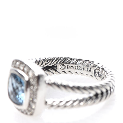 David Yurman Sterling Silver Diamond Blue Topaz 7mm Petite Albion Ring 52 6 4 of 4