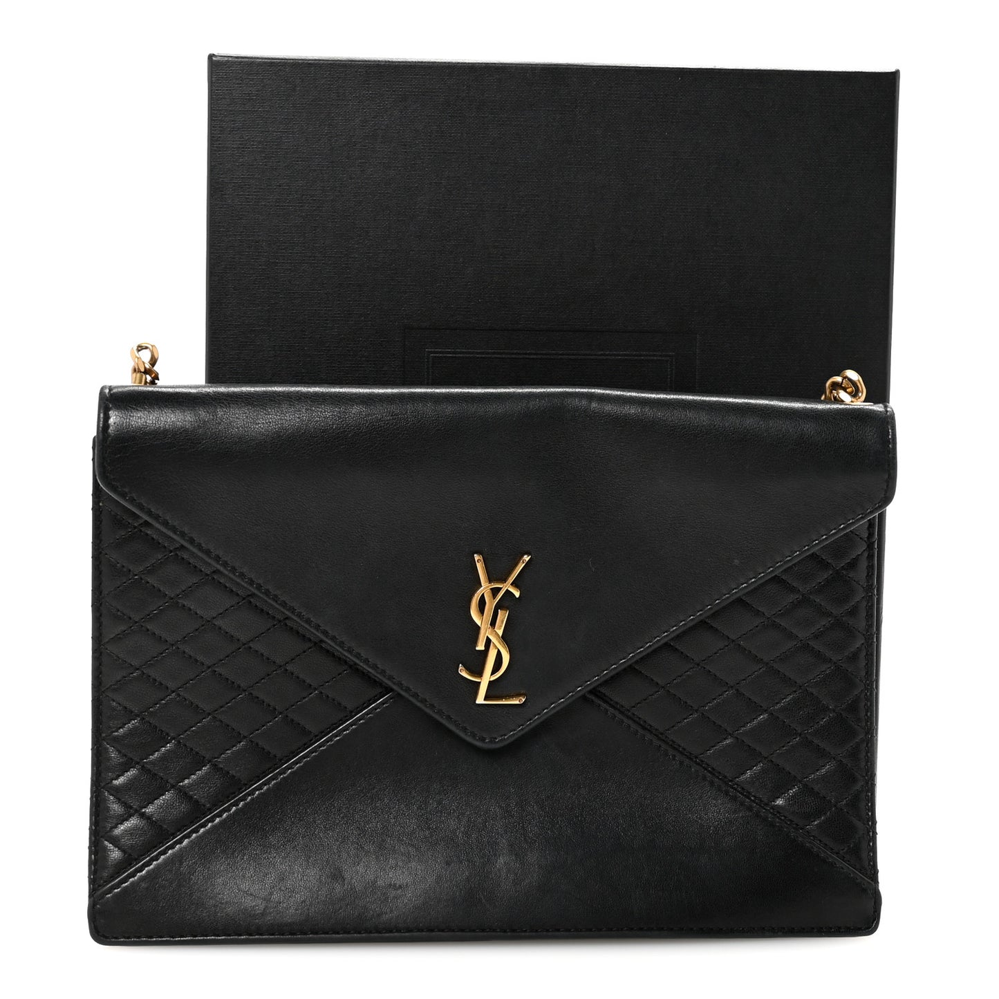 Lambskin Quilted Monogram Gaby Chain Bag Black
