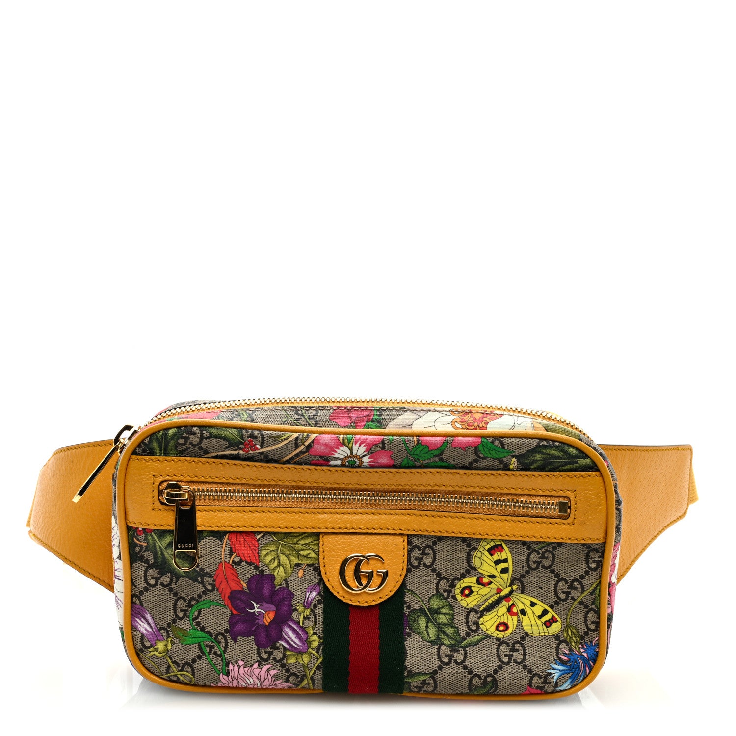 Gucci GG Supreme Monogram Flora Medium Ophidia Belt Bag Beige Multicolor Crop 1 of 9