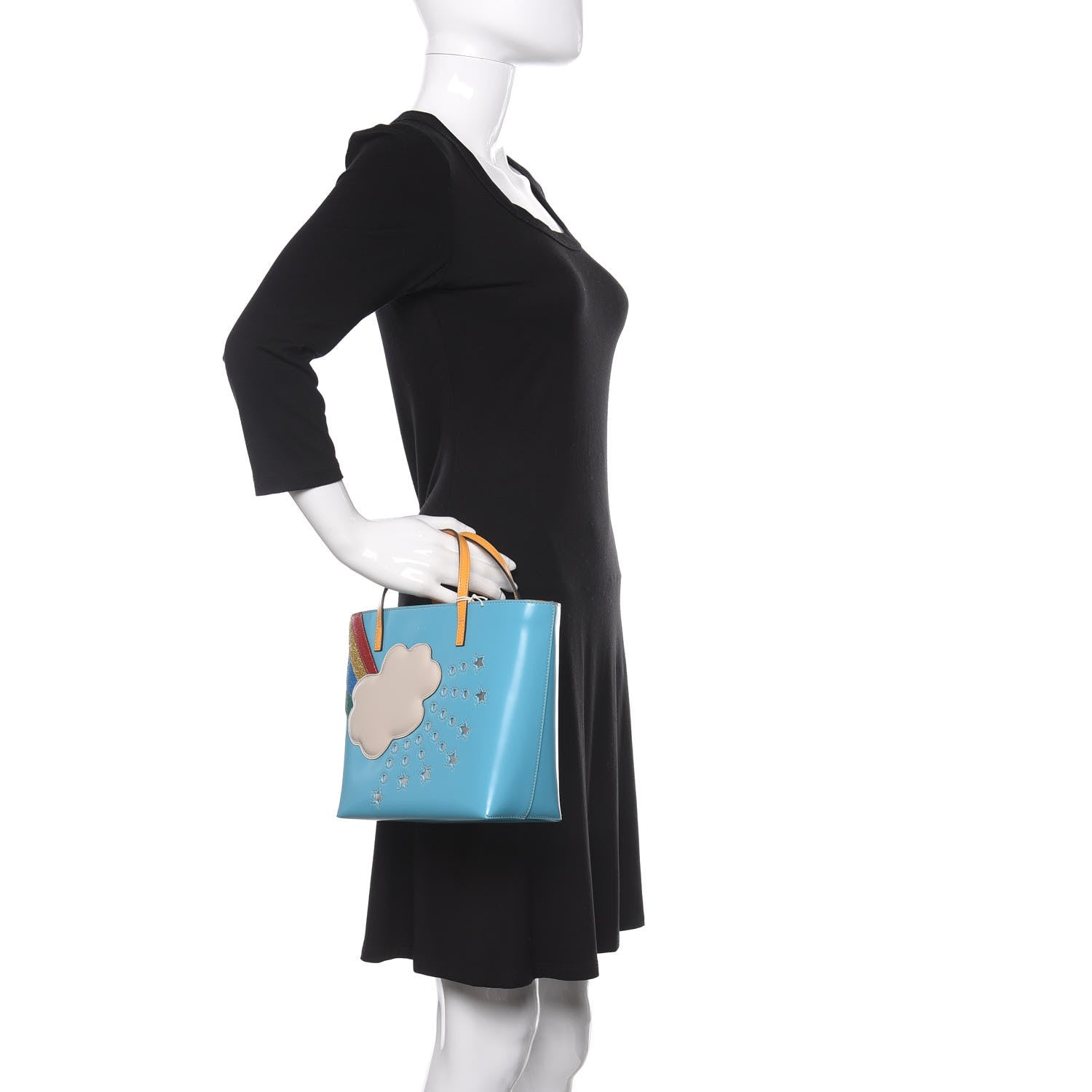 Gucci Calfskin Childrens Rainbow Tote Blue 2 of 10
