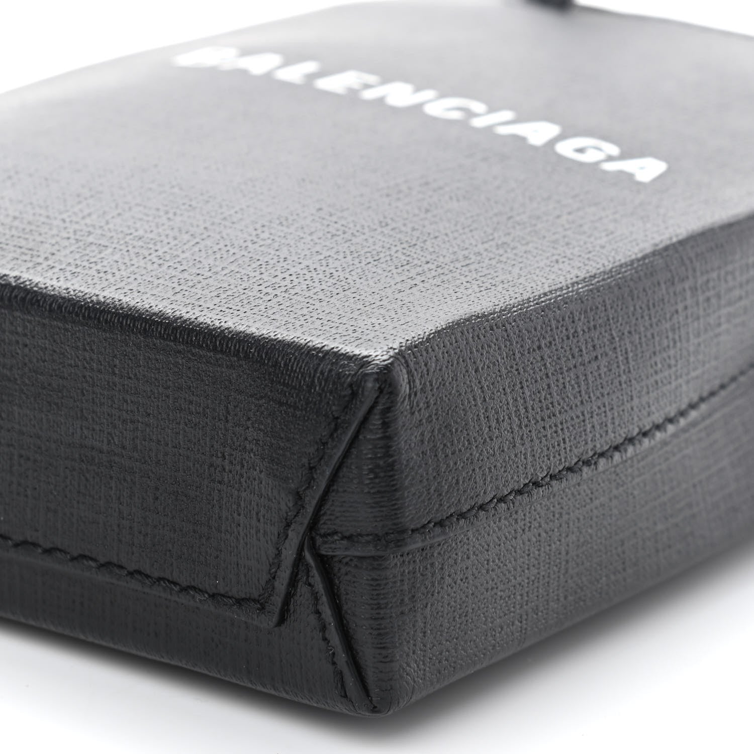 Balenciaga Squared Calfskin Logo Shopping Phone Holder Bag Black 7 of 8