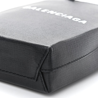Balenciaga Squared Calfskin Logo Shopping Phone Holder Bag Black 7 of 8