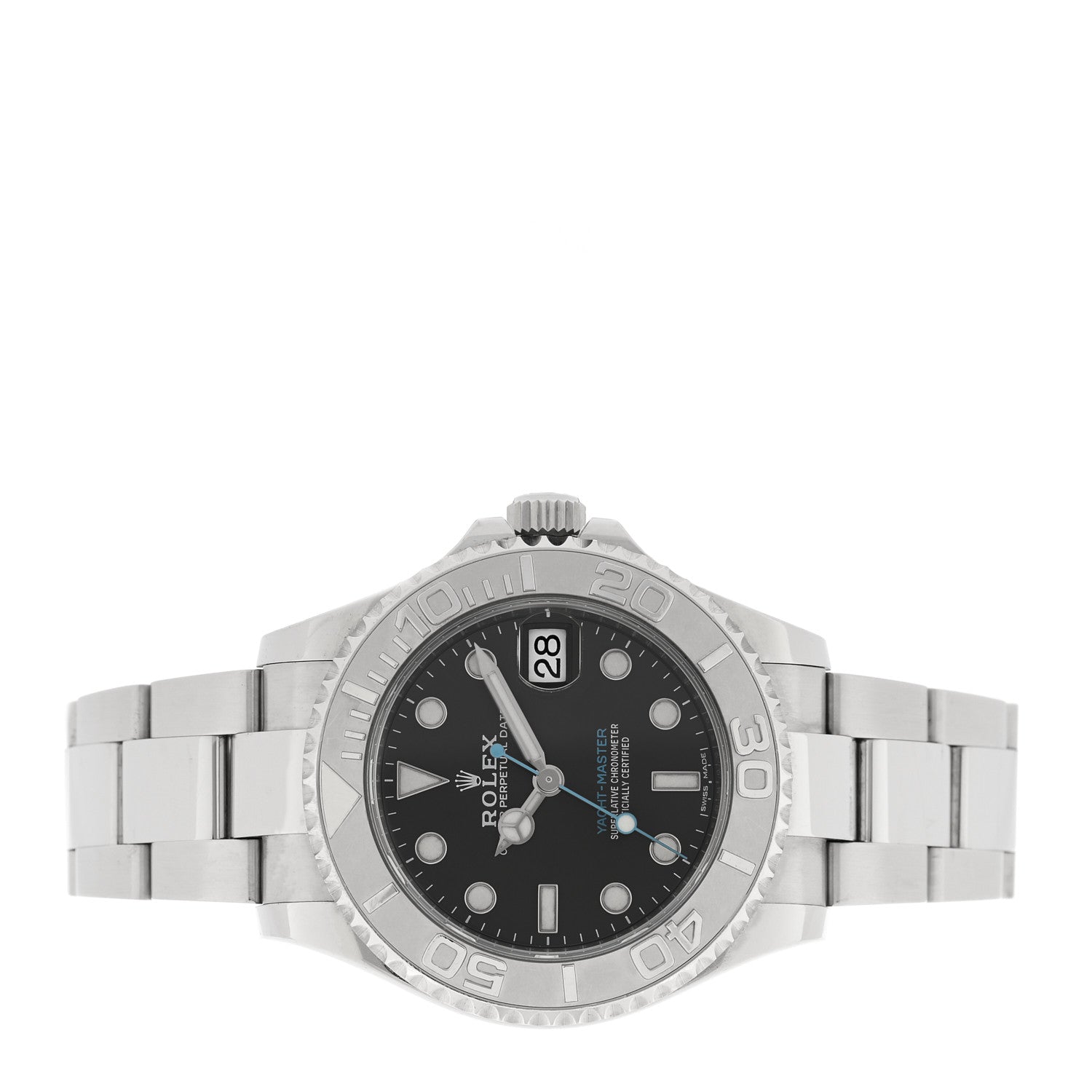 Rolex Stainless Steel Platinum 37mm Oyster Perpetual Date Yacht-Master Watch Slate 268622 2 of 4