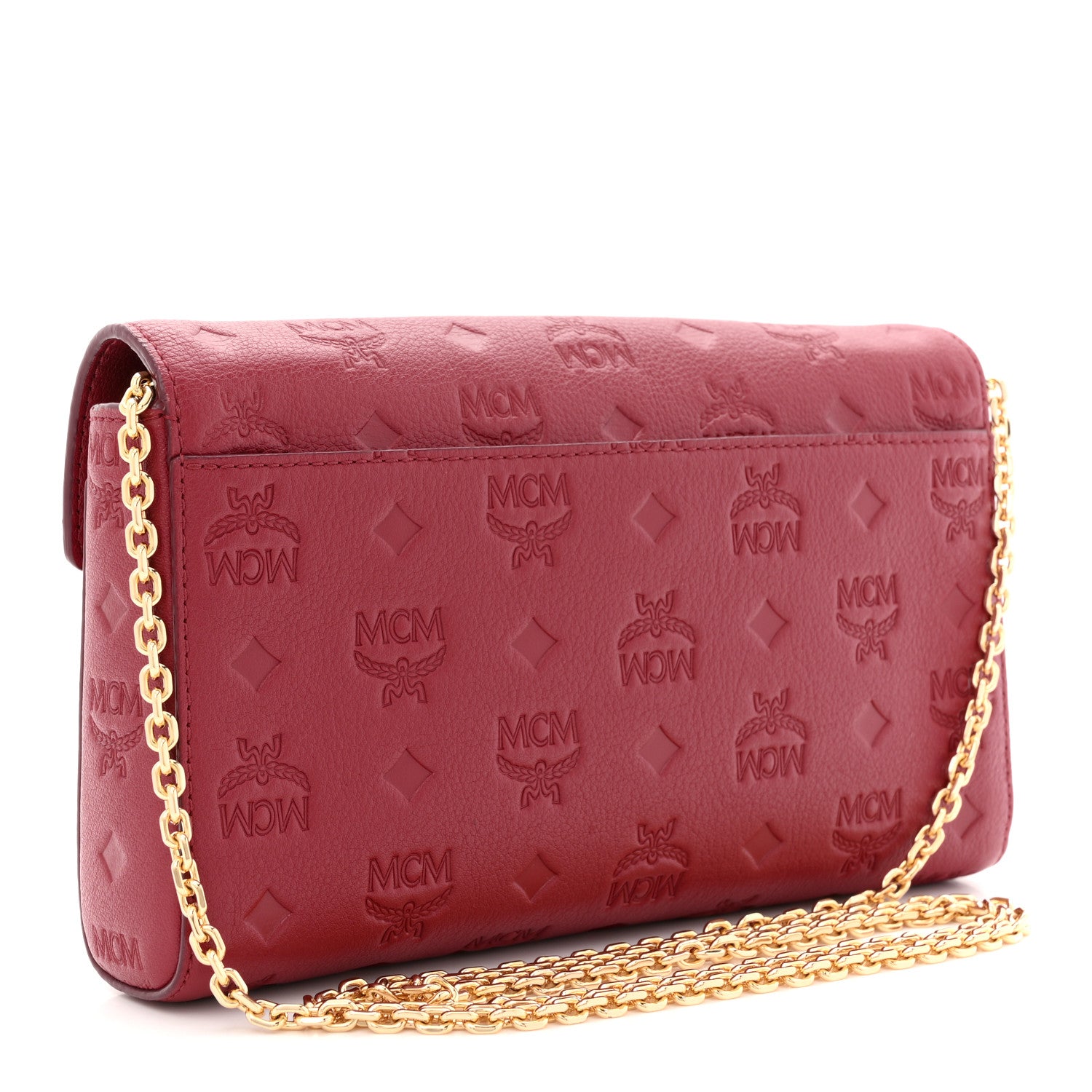 MCM Calfskin Ottomar Monogram Medium Millie Crossbody Bag Ruby Red 3 of 11
