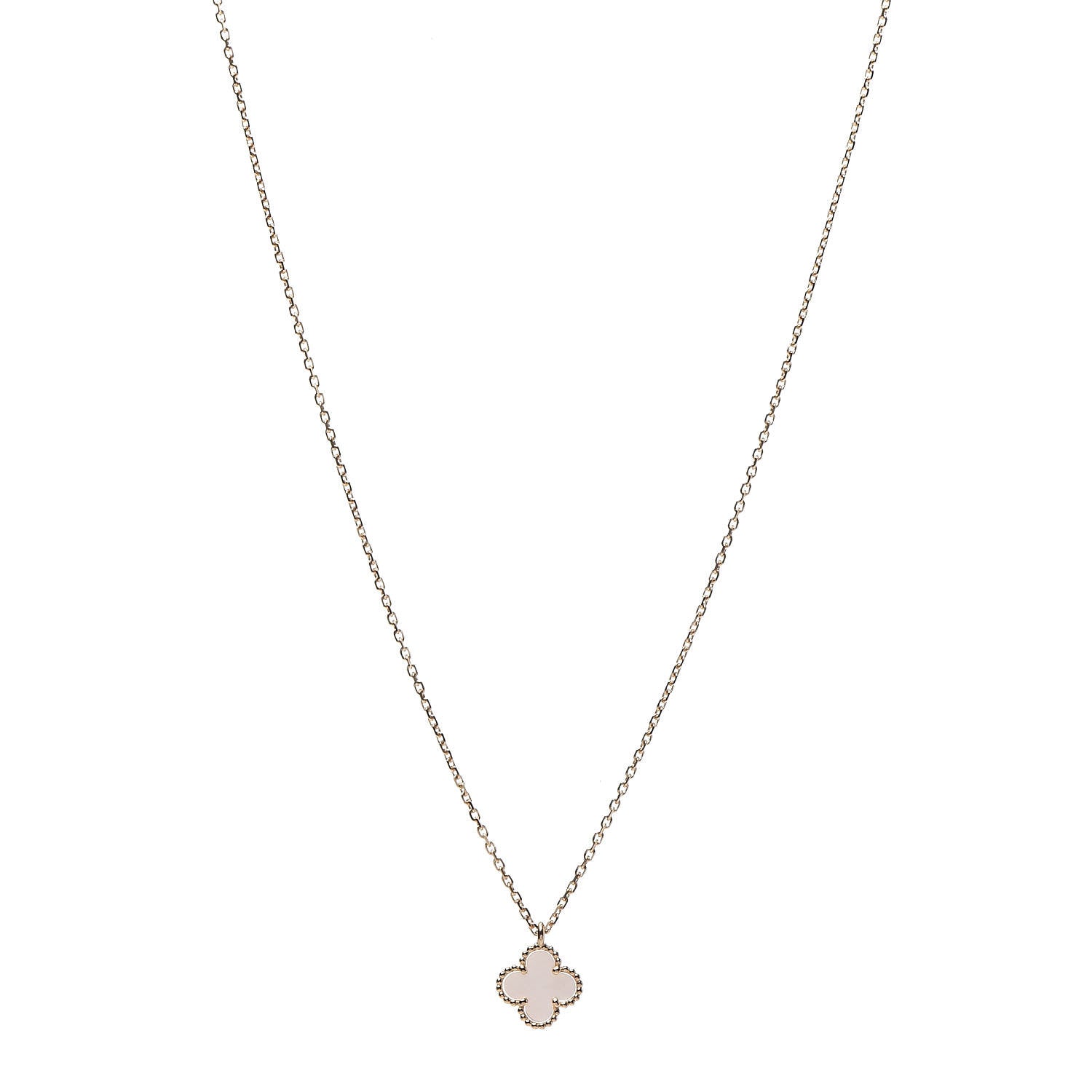 Van Cleef & Arpels 18K Yellow Gold Mother of Pearl Sweet Alhambra Pendant Necklace 1 of 8
