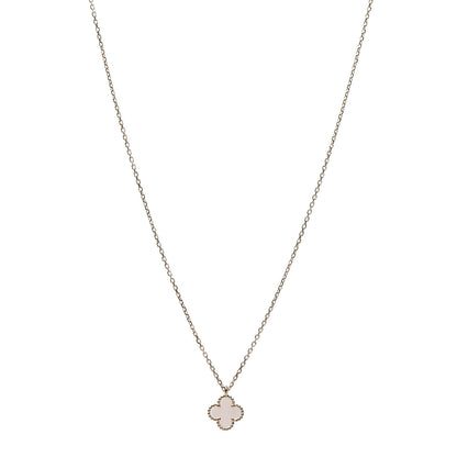 Van Cleef & Arpels 18K Yellow Gold Mother of Pearl Sweet Alhambra Pendant Necklace 1 of 8