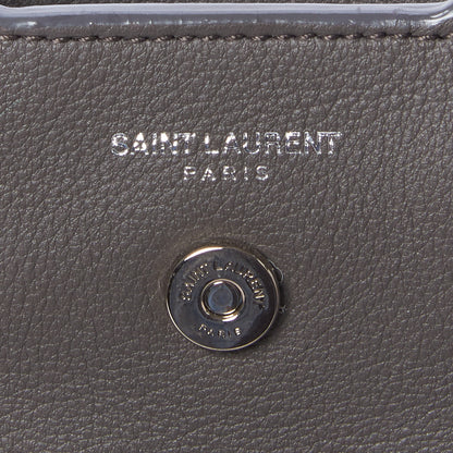 Saint Laurent Smooth Calfskin Crocodile Embossed Small Monogram Downtown Cabas Earth 8 of 9